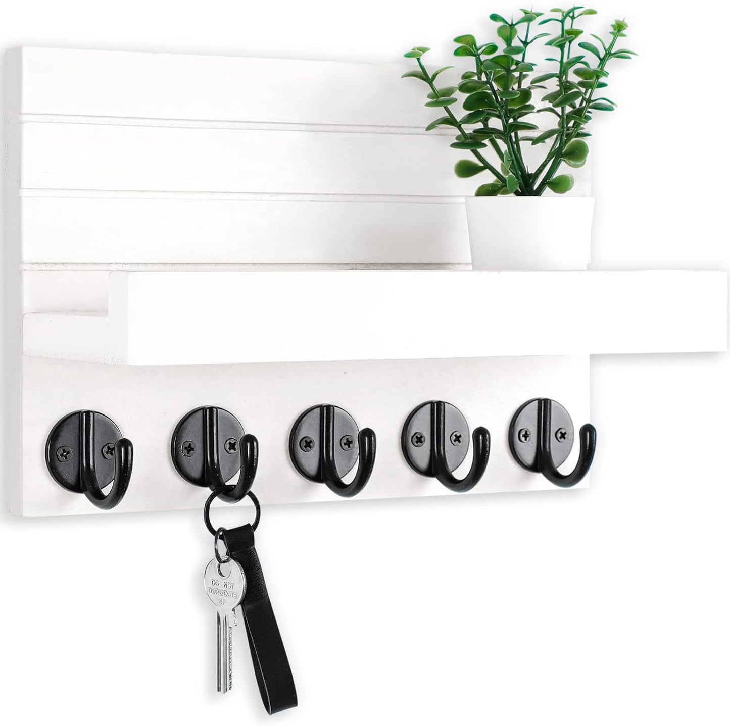 Key Holder for Wall, Decorative Key and Mail Holder with Shelf Mounting Hardware (9.8”W X 6.7”H X 4.2”D)