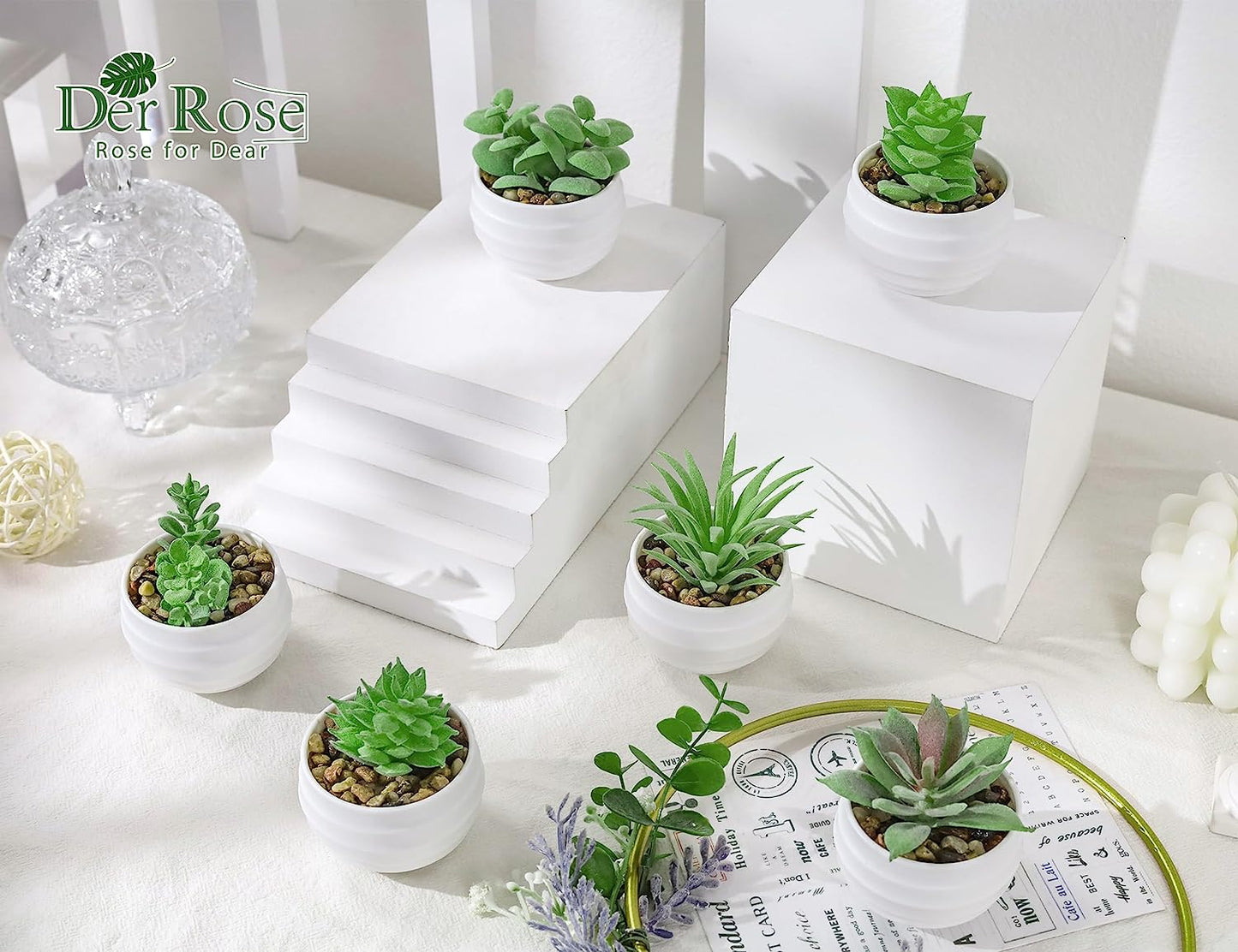 Set of 6 Succulents Plants Artificial Decor