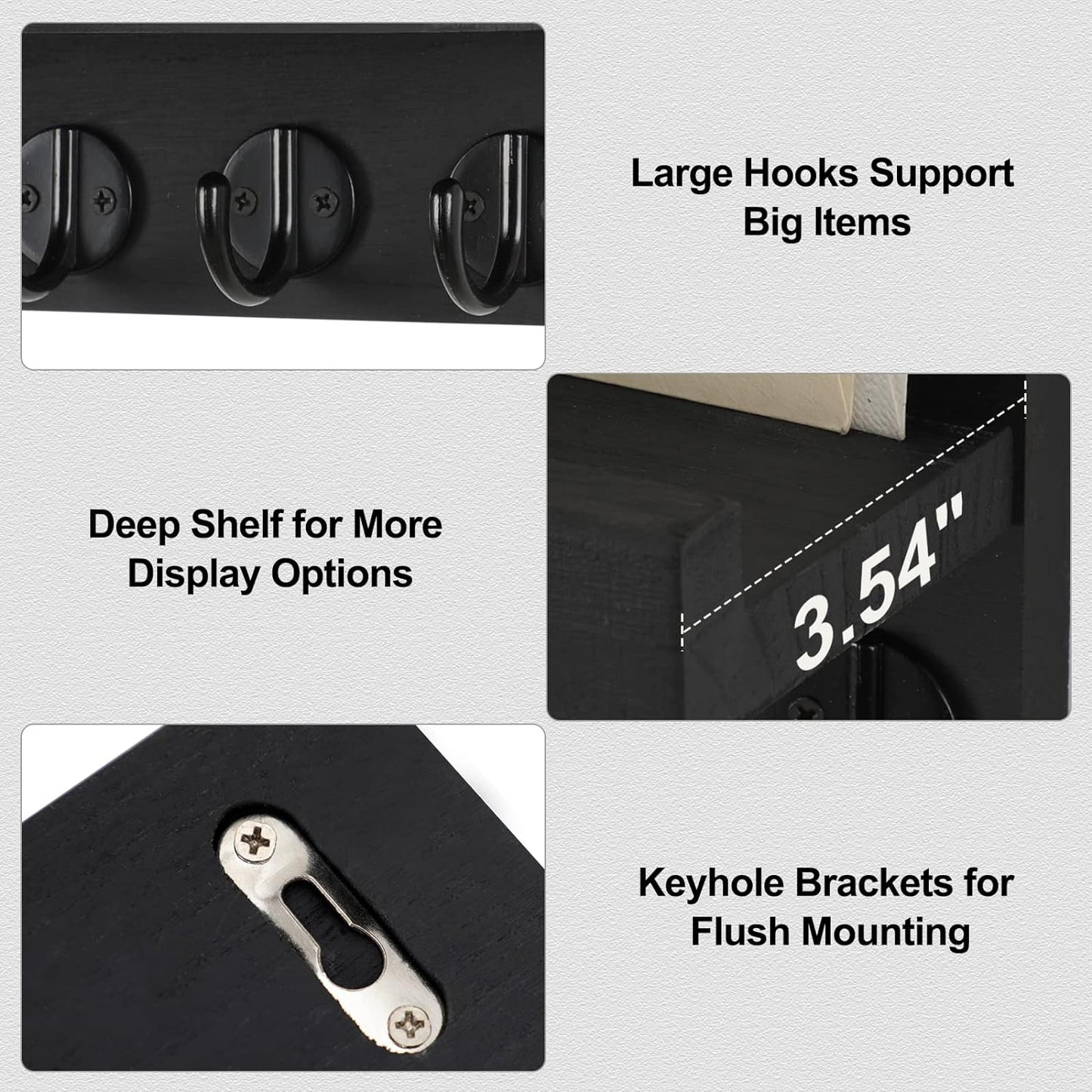 Key Holder for Wall, Decorative Key and Mail Holder with Shelf Mounting Hardware (9.8”W X 6.7”H X 4.2”D)